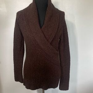 Moda International Brown Faux Wrap Sherpa Sweater Sz L